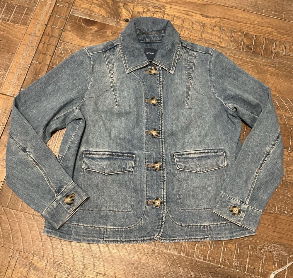 J. Jill Denim Blue Jean Jacket EUC Classic Style Size Extra Small Petite Casual